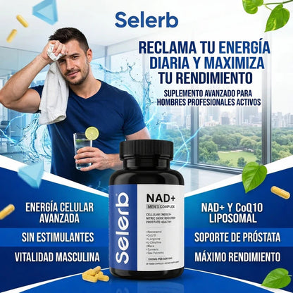 Selerb NAD+® Energía Celular, Soporte Prostático y Rendimiento Masculino, No esperes más, mejora tu rendimiento diario ahora