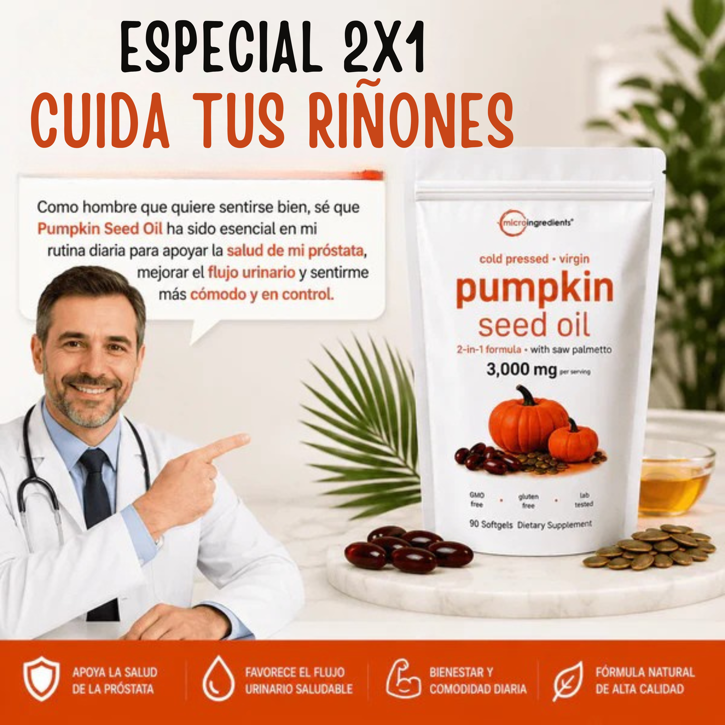Pumpkin Oil™ | Apoyo Natural para Riñones, Próstata y Equilibrio Interno + 2x1 HOY