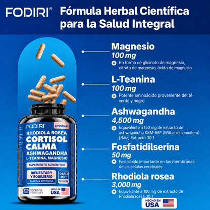 Cortisol Calm® | Combina Magnesium 12 en 1, rhodiola y L-teanina