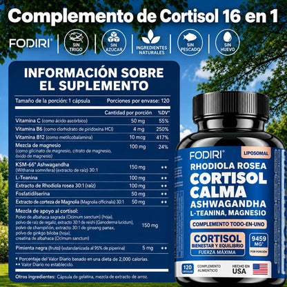 Cortisol Calm® | Combina Magnesium 12 en 1, rhodiola y L-teanina