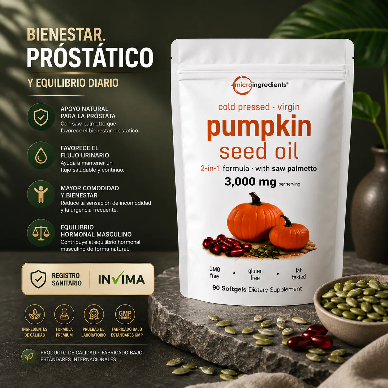 Pumpkin Oil™ | Apoyo Natural para Riñones, Próstata y Equilibrio Interno + 2x1 HOY
