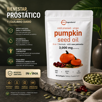 Pumpkin Oil™ | Apoyo Natural para Riñones, Próstata y Equilibrio Interno + 2x1 HOY