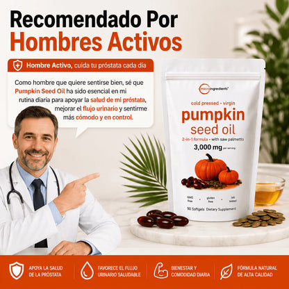 Pumpkin Oil™ | Apoyo Natural para Riñones, Próstata y Equilibrio Interno + 2x1 HOY