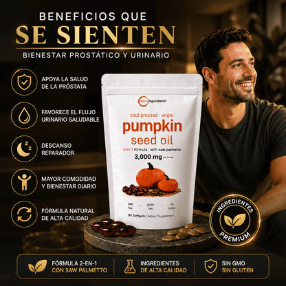 Pumpkin Oil™ | Apoyo Natural para Riñones, Próstata y Equilibrio Interno + 2x1 HOY
