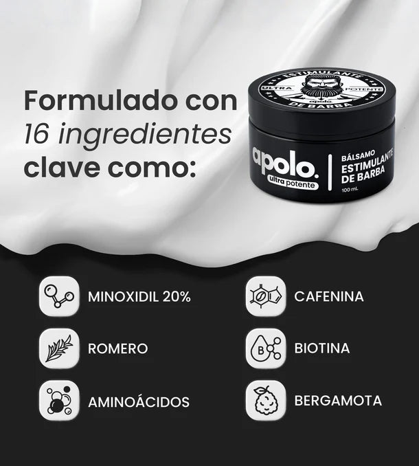 Bálsamo para Crecimiento de Barba Ultra Potente con Minoxidil 20% | 100mL